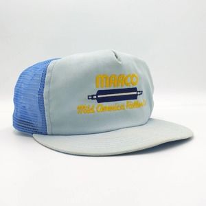 Vintage Marco Mid America Roller Trucker Hat Snapback Cap 90s Made in USA Blue